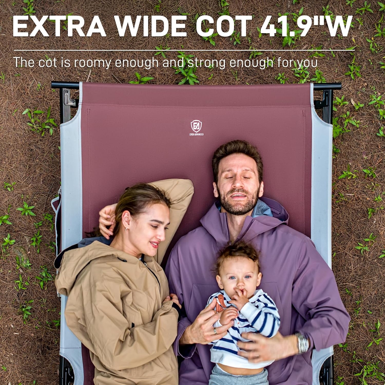 EVER ADVANCED Extra Wide Camping Cot for Adults Oversized XXL Sleeping Cots Folding Cot Bed with Carry Bag, 84.3" L x 41.9" W, Support to 550 lbs