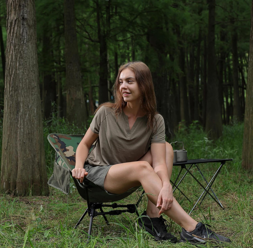 MARCHWAY Lightweight Folding Camping Chair, Portable Foldable Compact for Outdoor Camp, Travel, Beach, Picnic, Festival, Hiking, Backpacking, Supports 330Lbs (Camo)