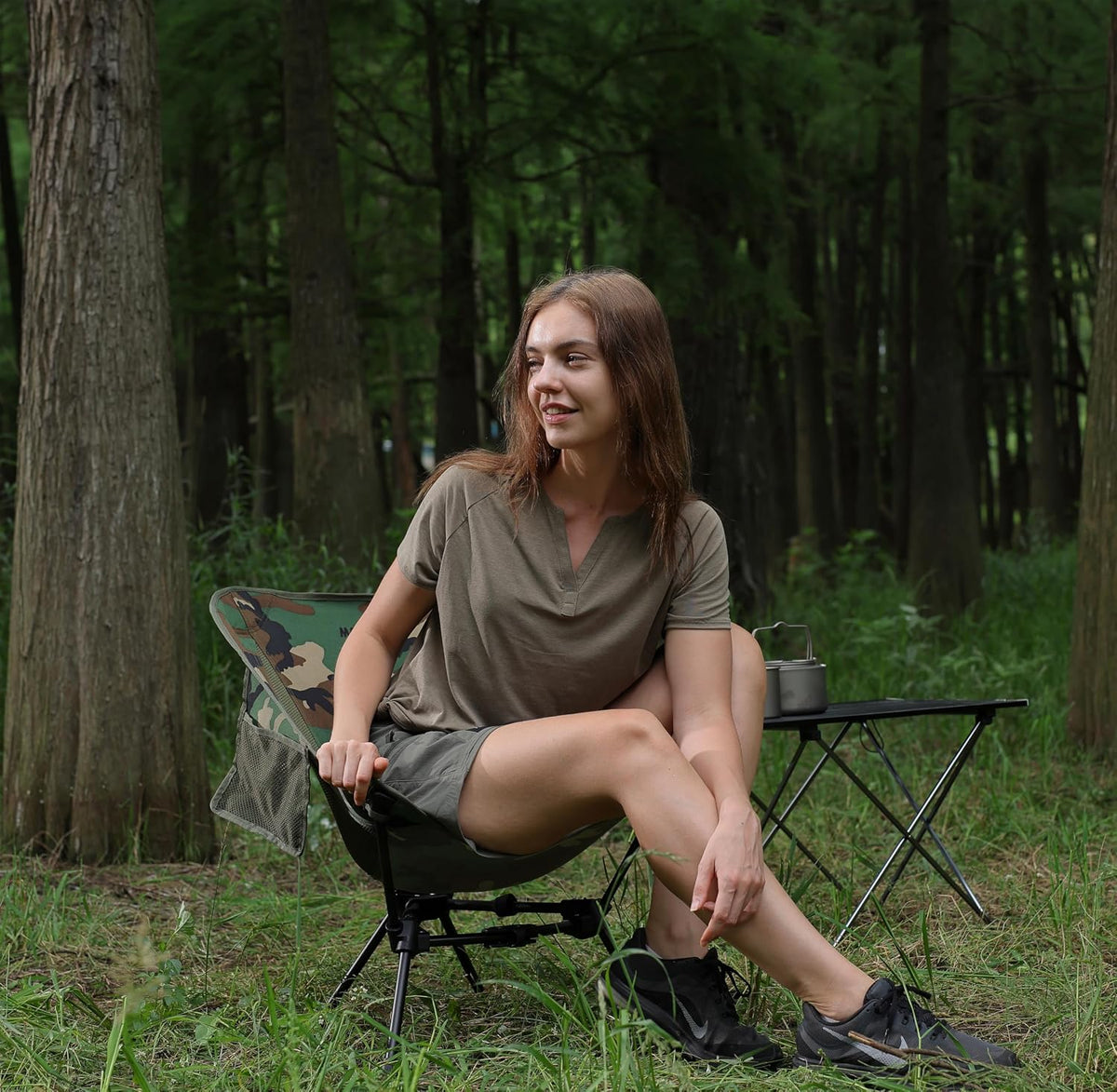 MARCHWAY Lightweight Folding Camping Chair, Portable Foldable Compact for Outdoor Camp, Travel, Beach, Picnic, Festival, Hiking, Backpacking, Supports 330Lbs (Camo)