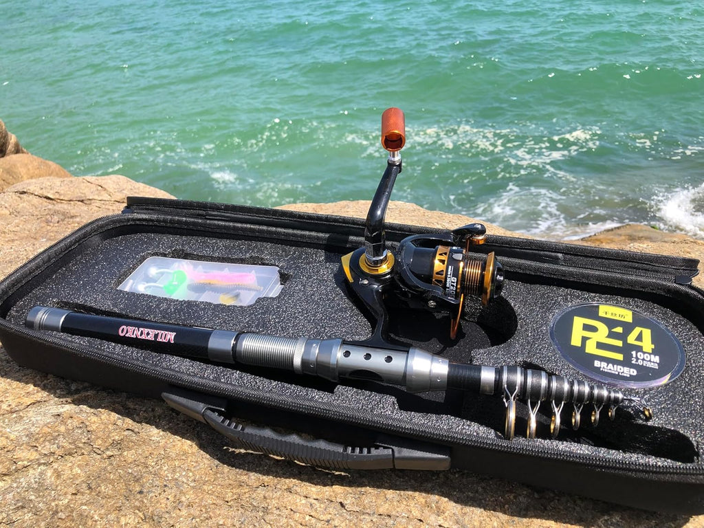 Telescopic Fishing Rod and Reel Combination, 240 Cm Carbon Fiber Rod, Adult Foldable Fishing Rod Suitable for Freshwater and Salt Water