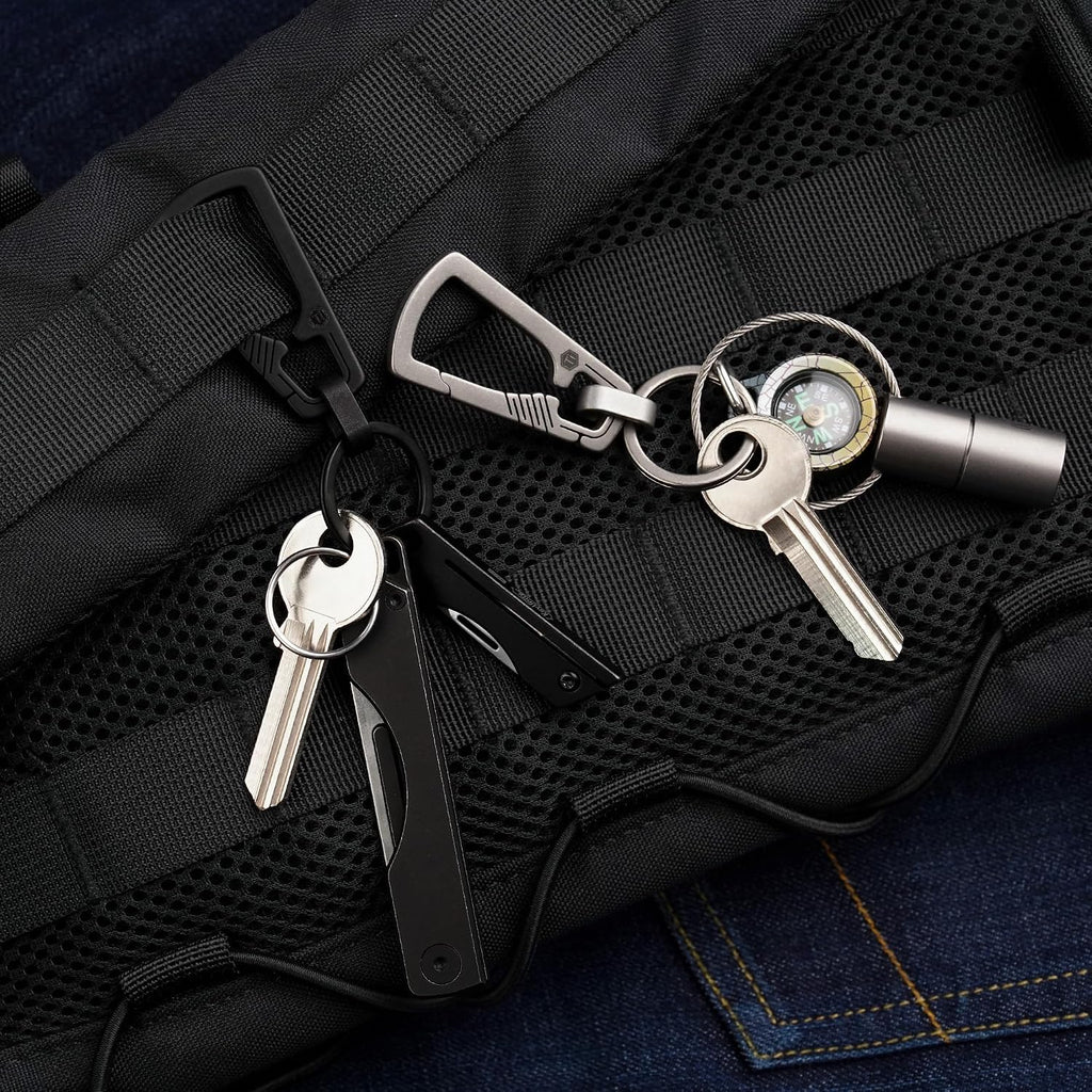KeyUnity Titanium Carabiner Keychain Clip, Quick Release EDC Key Holder Organizer with Key Ring
