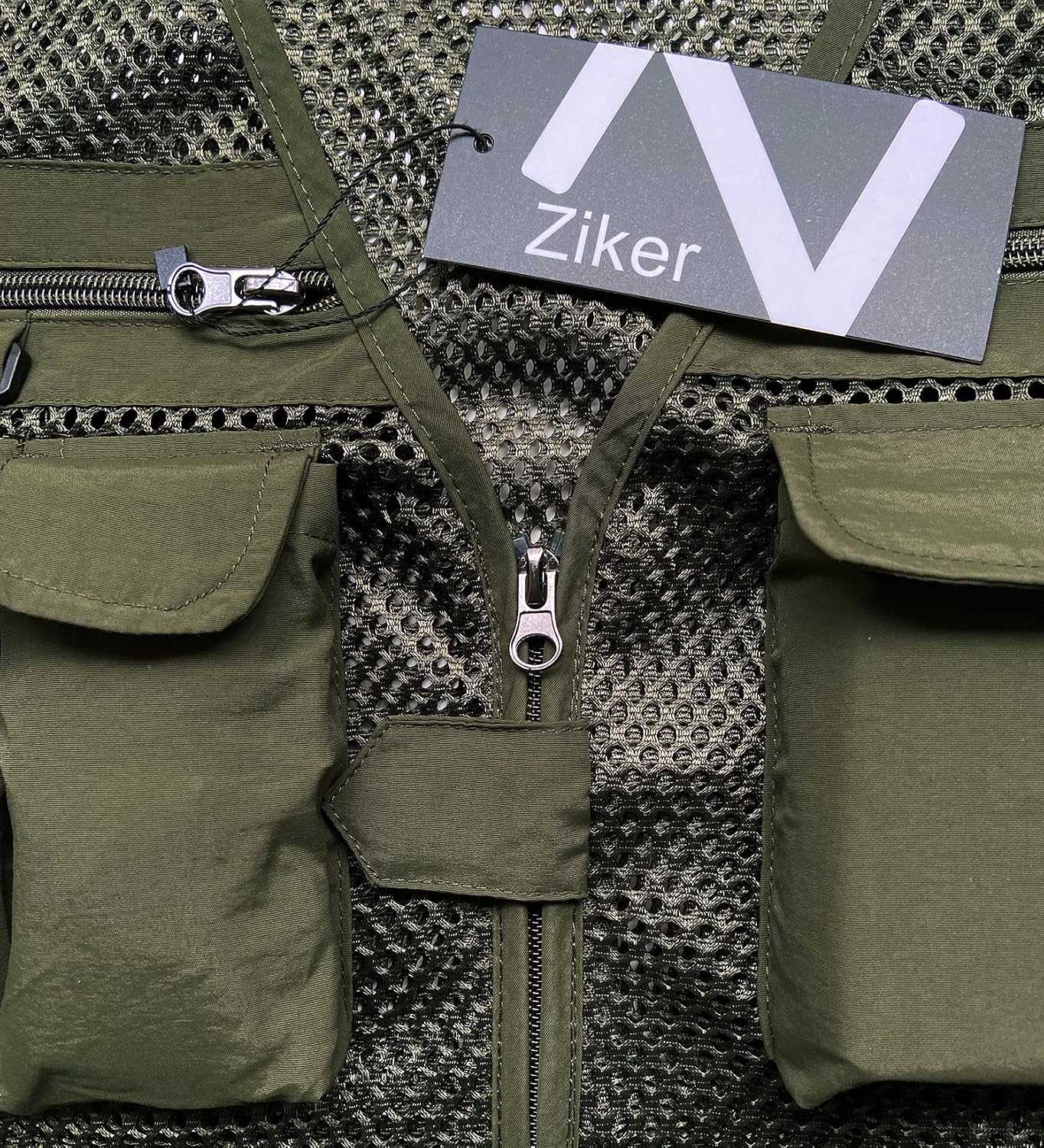 Ziker Men's Mesh Breathable Openwork Camouflage Journalist Photographer Fishing Vest Waistcoat Jacket Coat