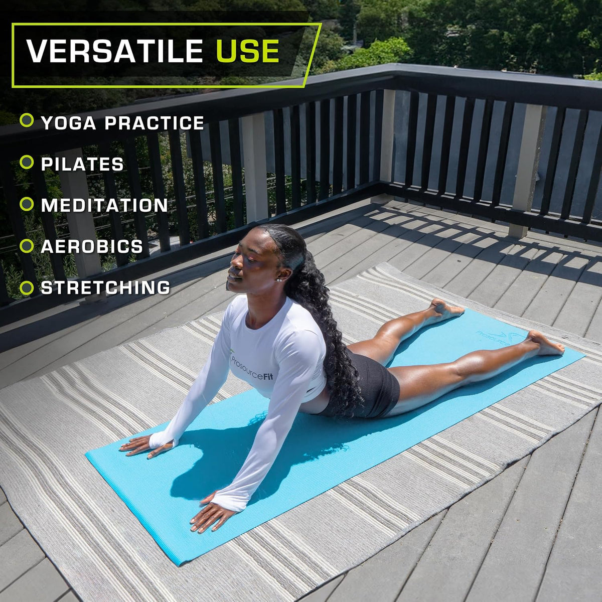 ProsourceFit Classic Yoga Mat 1/8” (3mm) Thick, Extra Long 72-Inch Lightweight Fitness Mat with Non-Slip Grip for Yoga, Pilates, Exercise