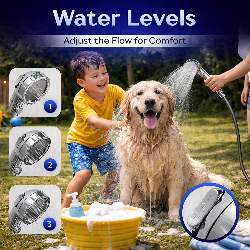 Outdoor Portable Shower with Immersion Water Heater – Low Noise Portable Camping Shower with LED Display, 3 Adjustable Water Levels – Heated Portable Shower Kit for Travel, Pets, Hiking, and Camping