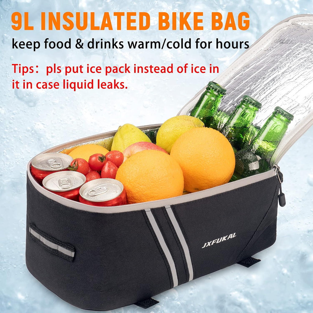 JXFUKAL Rear Bike Rack Bag with Rain Cover, 7L/9L/10L/12L Ebike Bag