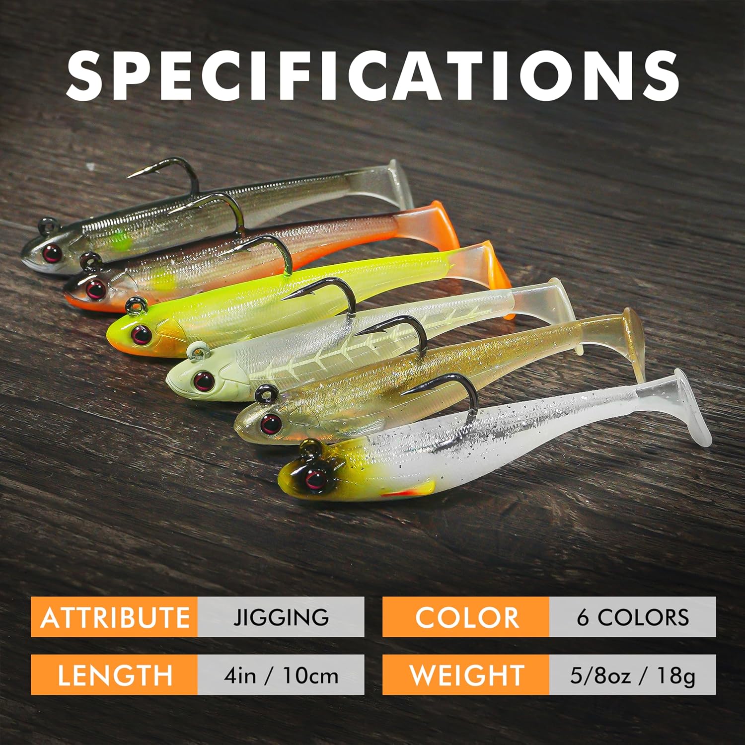 TRUSCEND Shadtale Easy Catch Soft Fishing Lures with BKK Hooks - Trembly Sinking and Vibrating Swim for More Bites, Pre-Rigged Swimbaits for Bass, Trout, Crappie, Walleye, Freshwater Saltwater Fishing