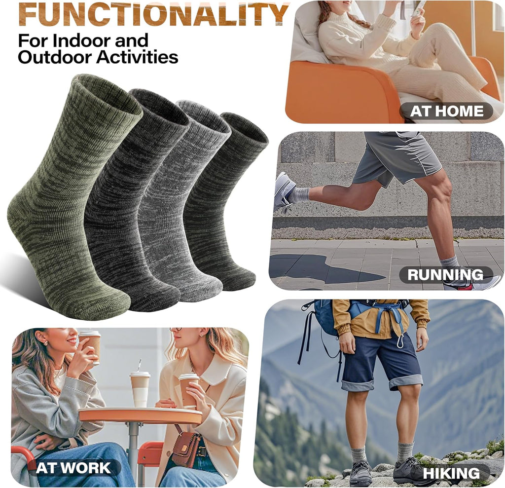 Anlisim Merino Wool Hiking Socks, Boot Crew Work Socks for Women Men
