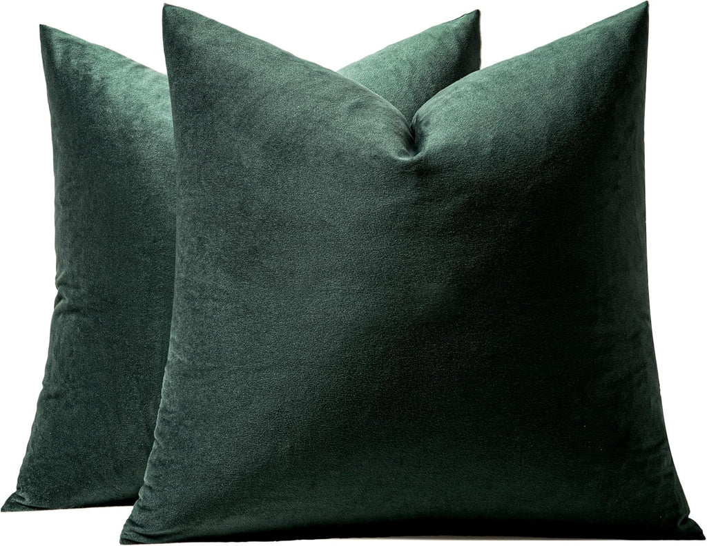 MIULEE Velvet Throw Pillow Covers 18x18 Inch Pack of 2 Army Green