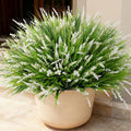 Ivydale 20PCS Artificial Plants Fake Flowers Monkey Grass for Outdoors,UV Resistant Realistic White Faux Greenery Shrubs Outside Decor for Home Garland Porch Patio Balcony Planter Yard Office Pathway