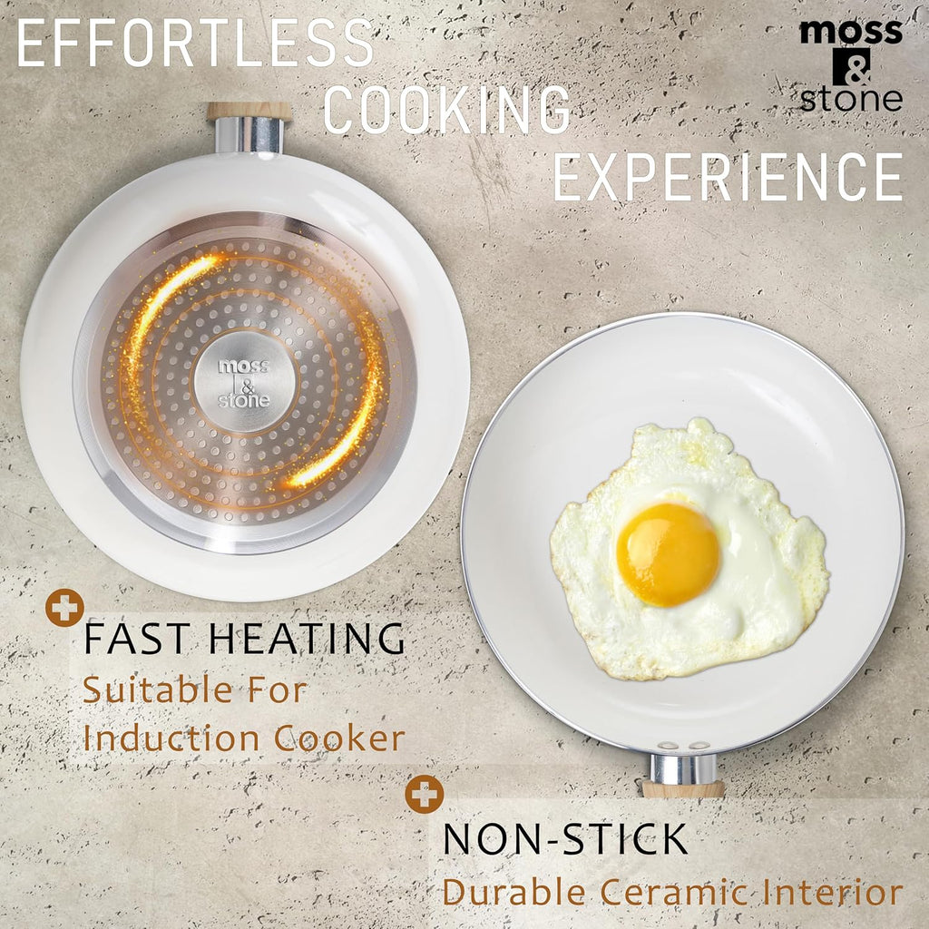 Moss & Stone Pots and Pans Set Nonstick, 6-Piece Induction Cookware Set