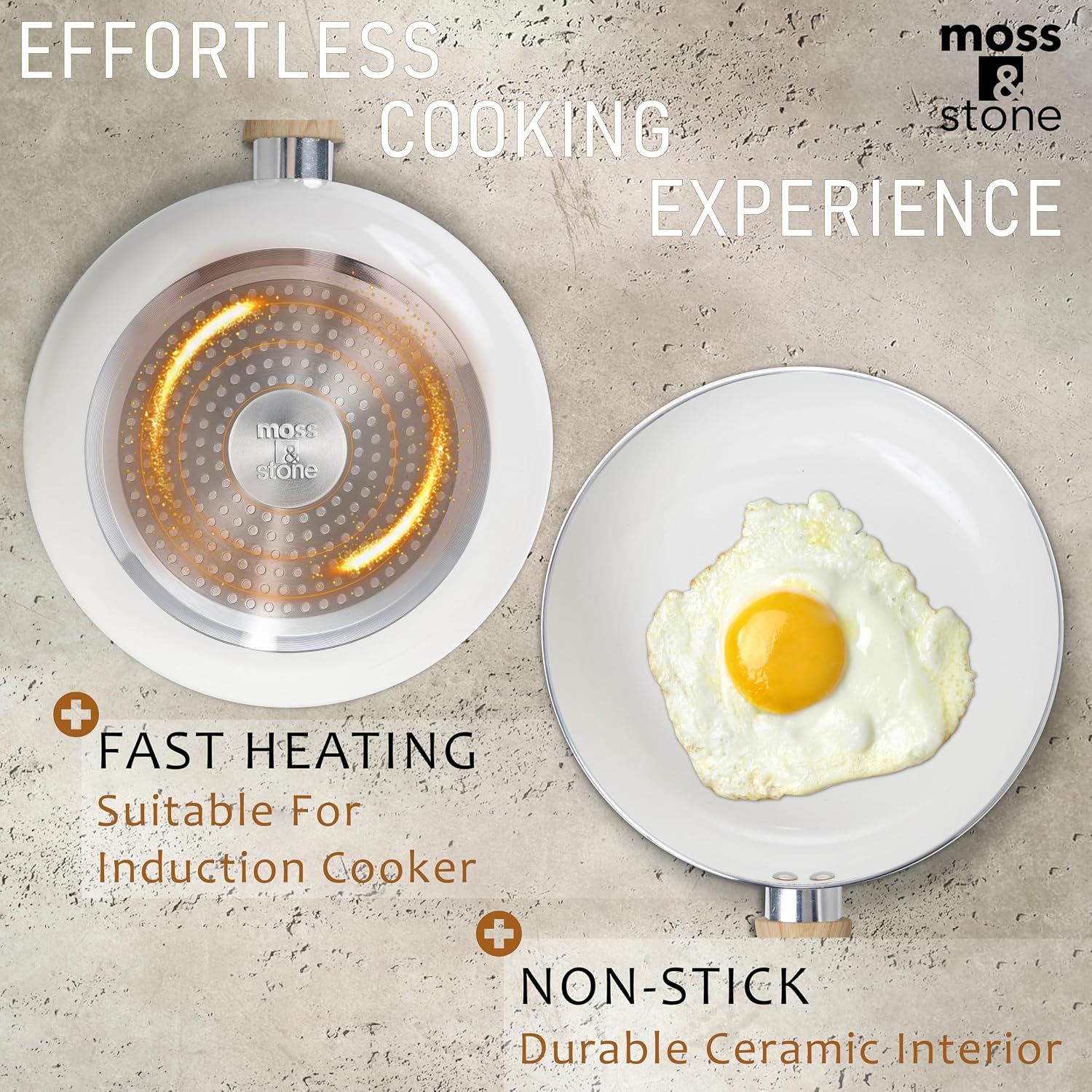 Moss & Stone Pots and Pans Set Nonstick, 6-Piece Induction Cookware Set