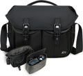 Padwa Lifestyle Black Camera Bag - Nylon Flap Camera Photography Bag with Removable Lining for Single Shoulder & Crossbody and Hand Carry,Weather Resistant Casual Camera Bag for Cameras & Drone