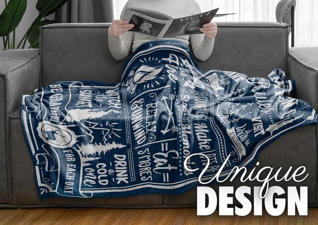 Camping Gifts for Men, Women, Flannel Throw Blanket - 50" x 65", Rules