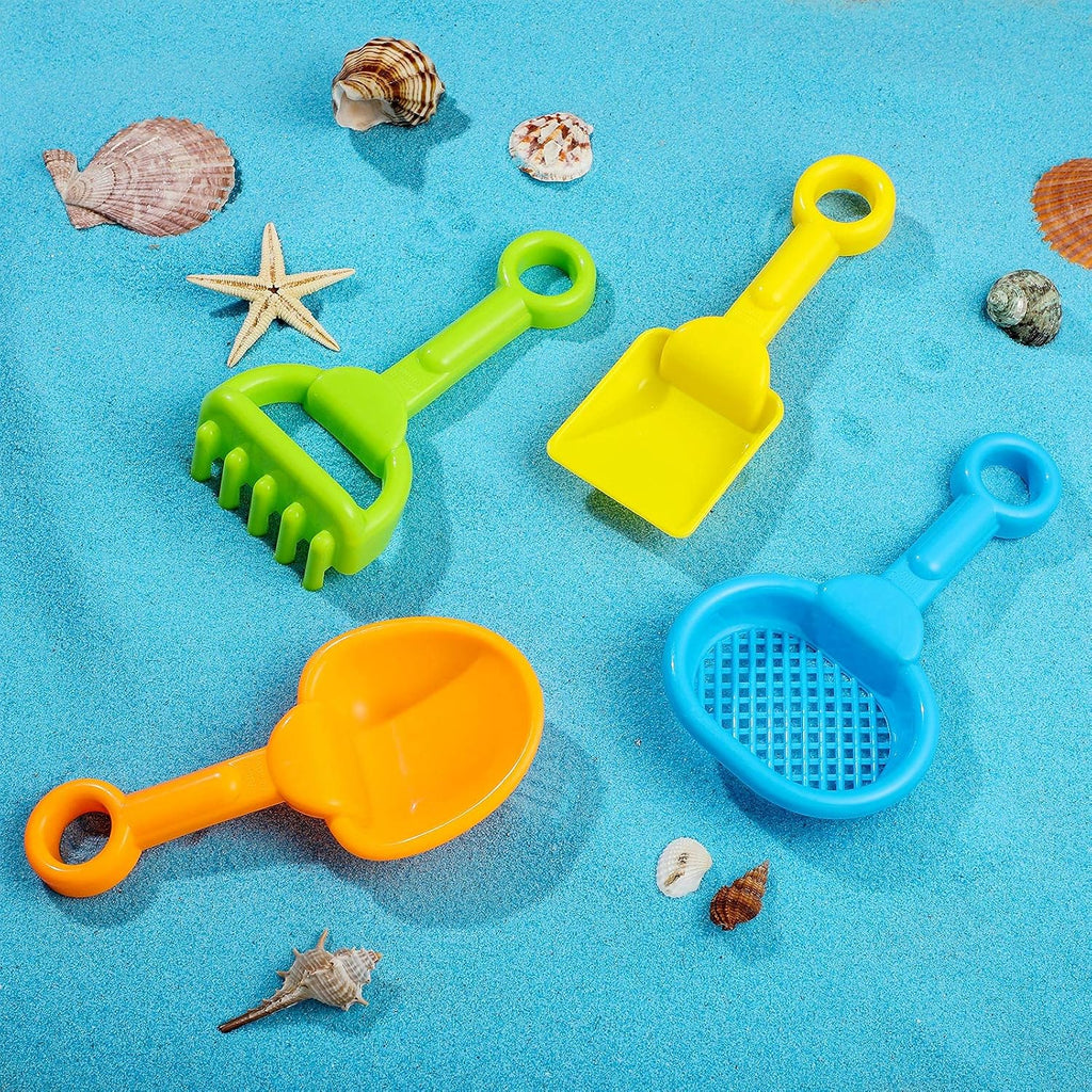 Skylety 8 Pcs Sand Shovels for Kids Beach Toys Plastic Rake Sifter,None | 4 Tool Styles for Sandbox Play, Plastic with Hanging Holes, Lightweight Summer Outdoor, Portable Travel Beach Essentials