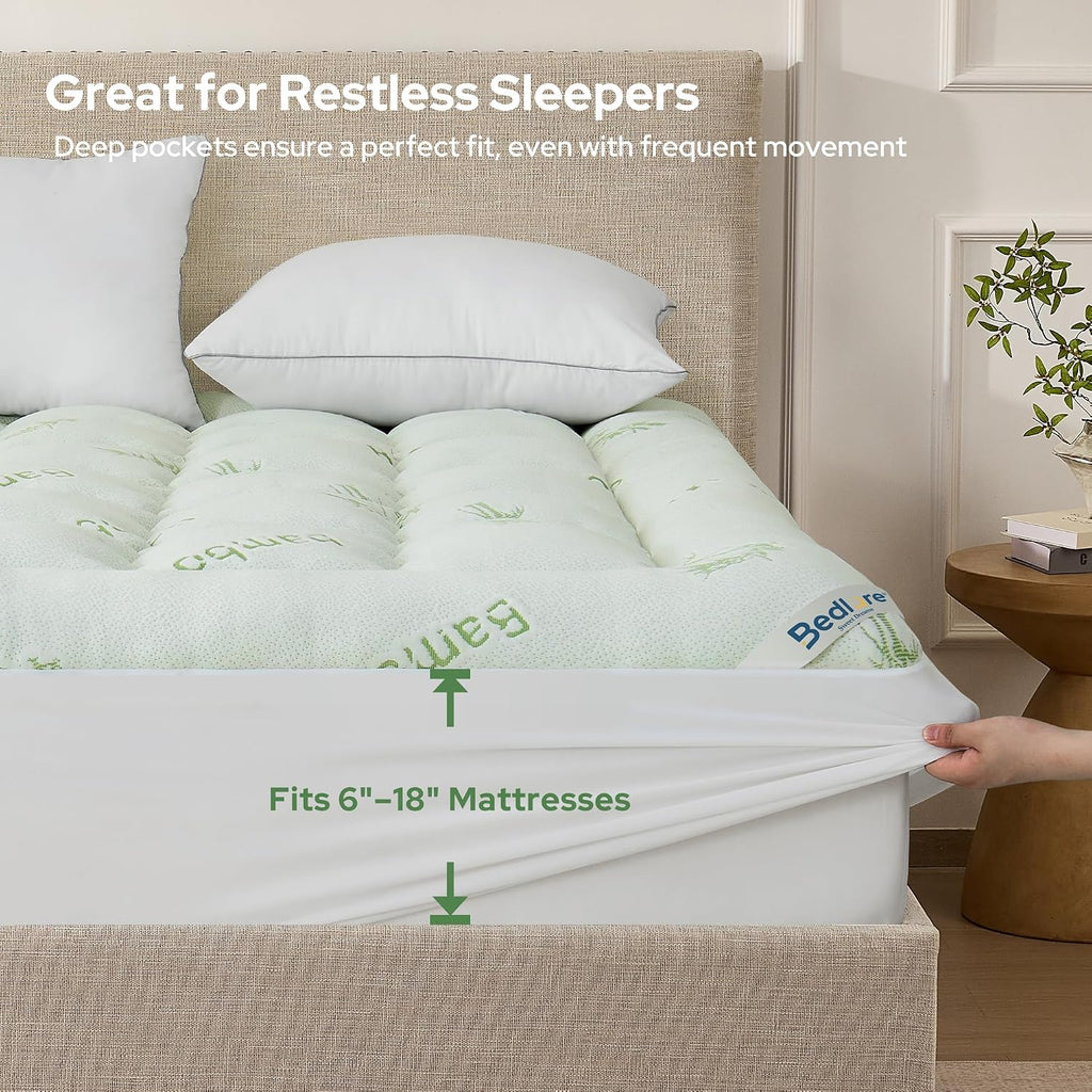 BEDLORE Queen Mattress Topper , Thick Pillow Top Mattress Pad