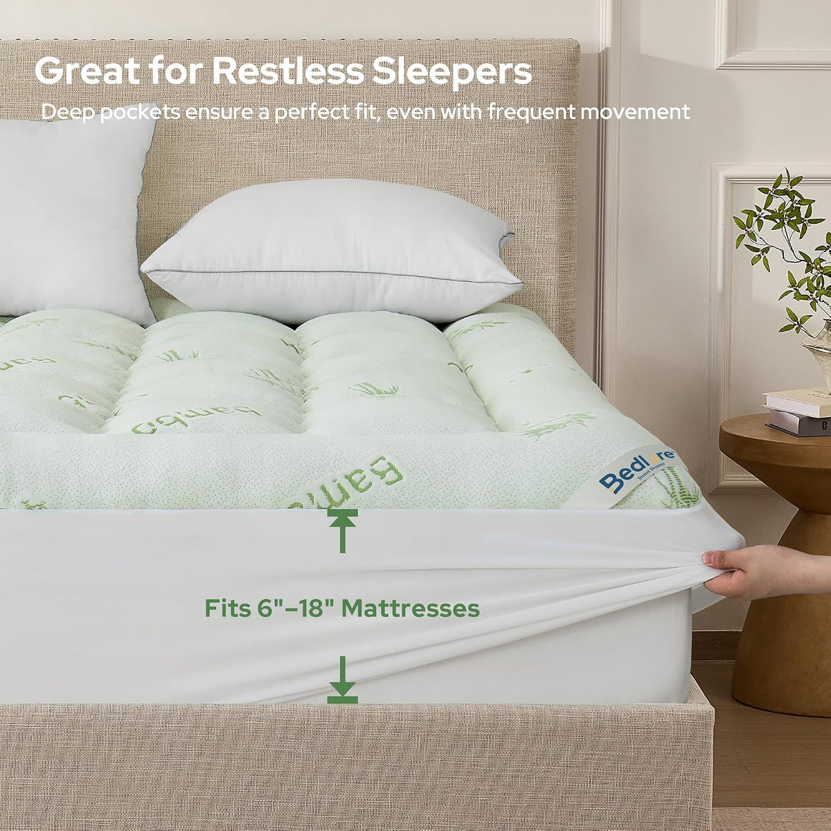 BEDLORE Queen Mattress Topper , Thick Pillow Top Mattress Pad