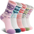 EBMORE Womens Merino Wool Hiking Socks Thermal Warm Winter Crew Cushion Work Boot Outdoor Socks 5 Pairs