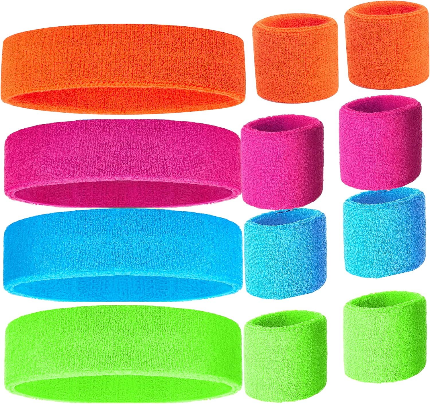 80s Sweatband, Sports Headband and Wristbands, Sweat Bands Neon Colors, 80s Party, Sweatbands for Women, Colorful Sweatband Set