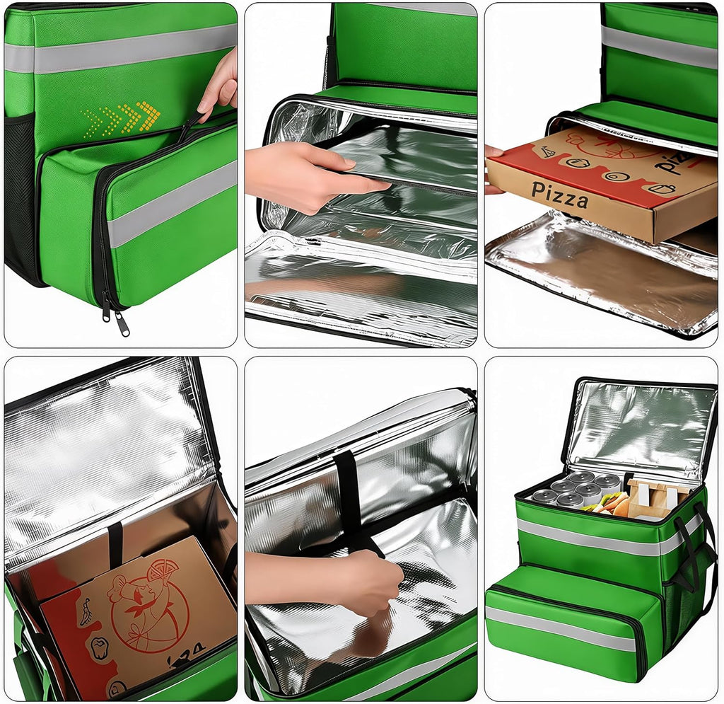 Insulated Food Delivery Backpack with Cup Holders, Expandable Bag