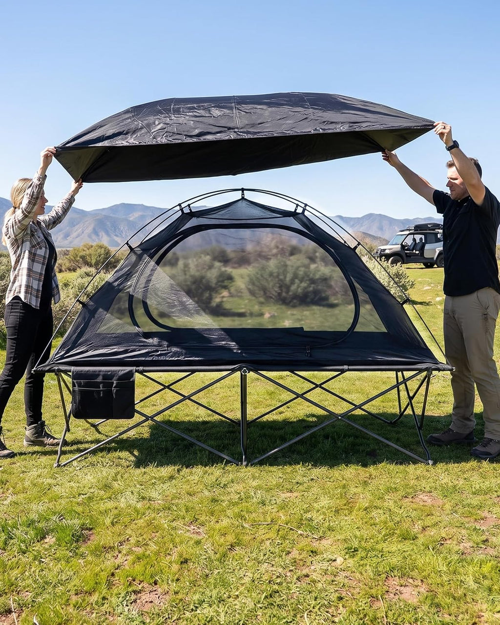 41" Wide Folding Camping Cot, 500lbs Heavy Duty Cots for Adults Big & Tall