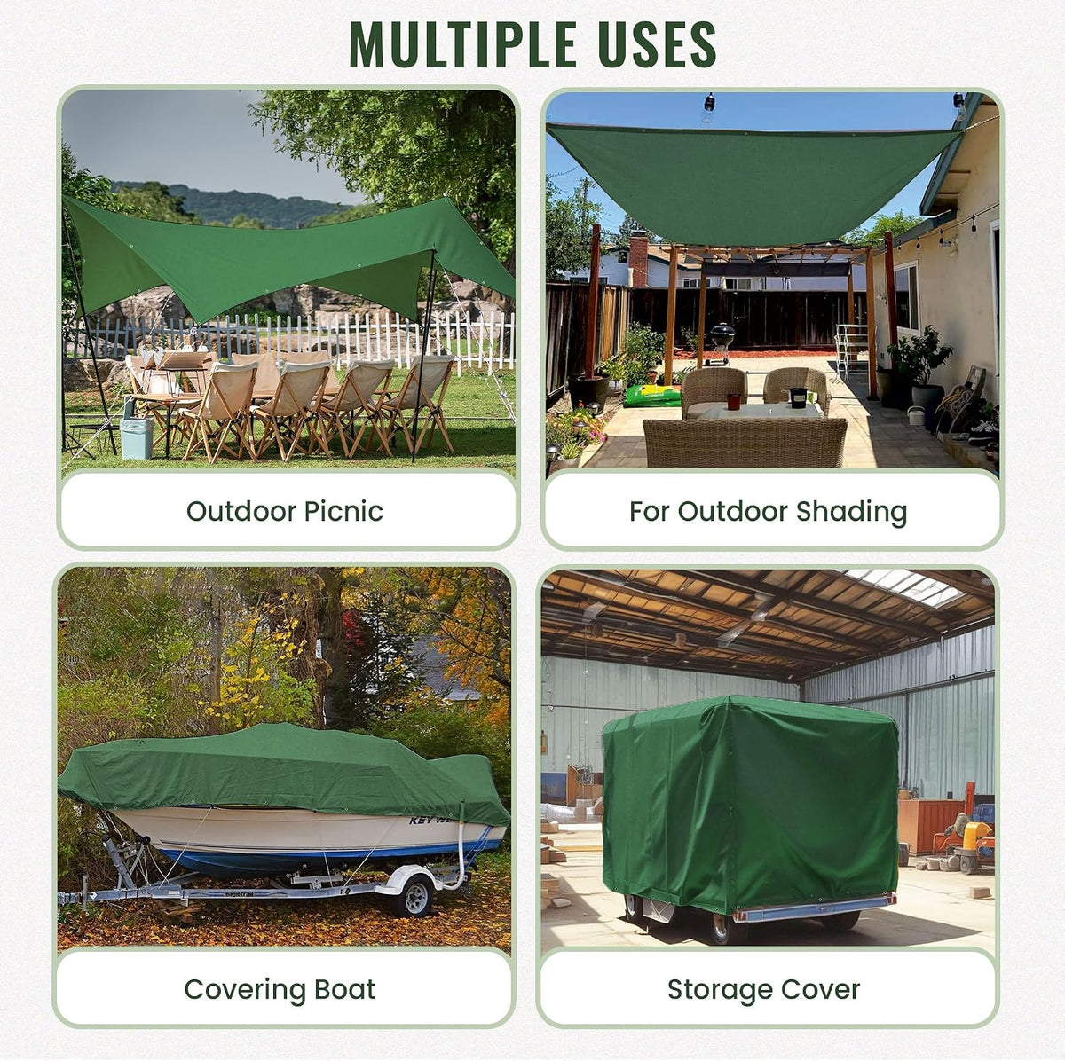 REDIBLUE 10 x 12 ft Heavy Duty Canvas Tarp, Multi Purpose Use for Camping, Tent Canopy, Outdoor, Rustproof Grommets, Durable, Water Resistant, Cotton 17oz - Olive Drab