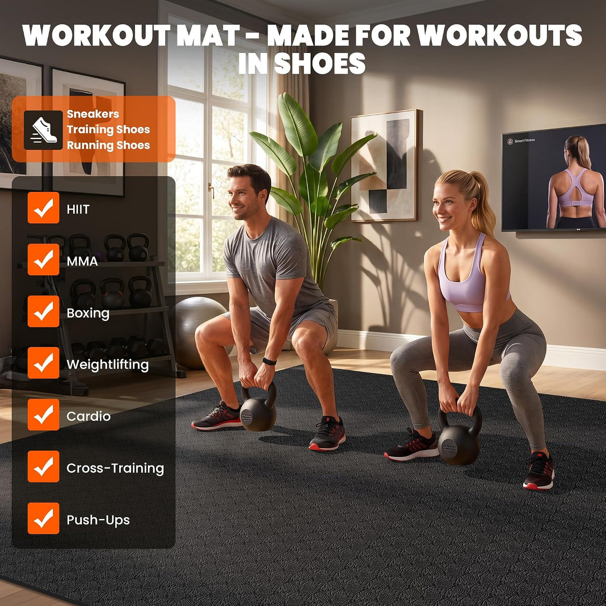 Stepwaver Large Exercise Mat for Home Workout, 6x4/7x5/8x5/9x5/10x5 FT