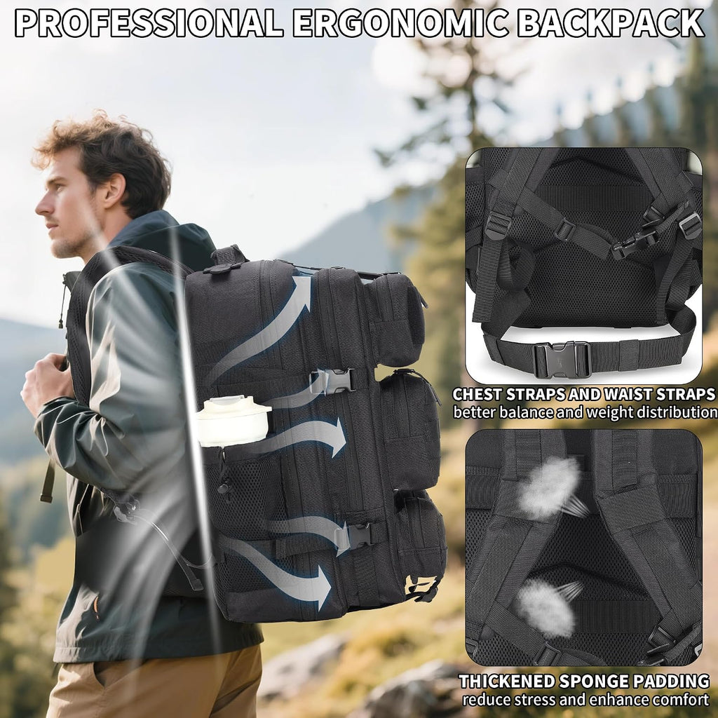 55L Tactical Backpack Heavy Duty Military Rucksack Molle Backpack 3 Day Assault Pack for Work Outdoors