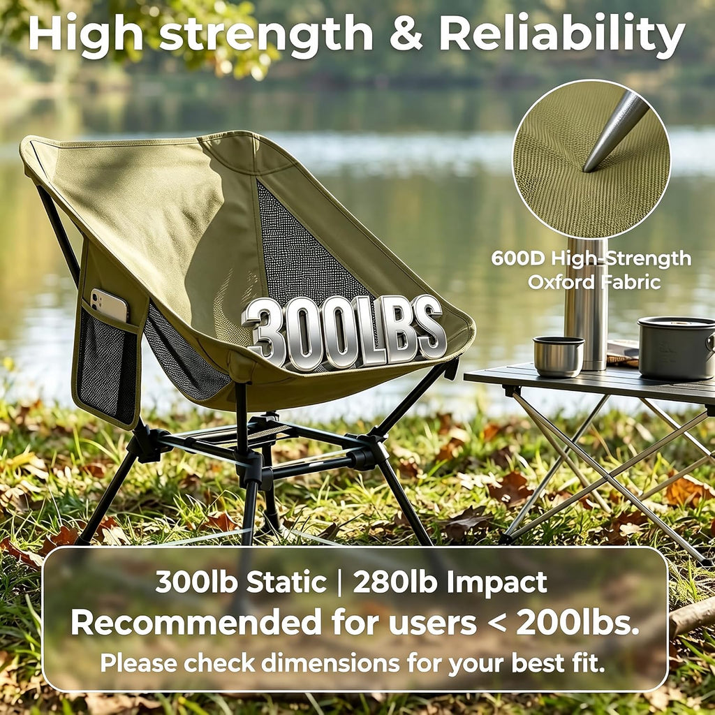 Lightweight Folding Backpacking Camping Chair for Hiking, Beach