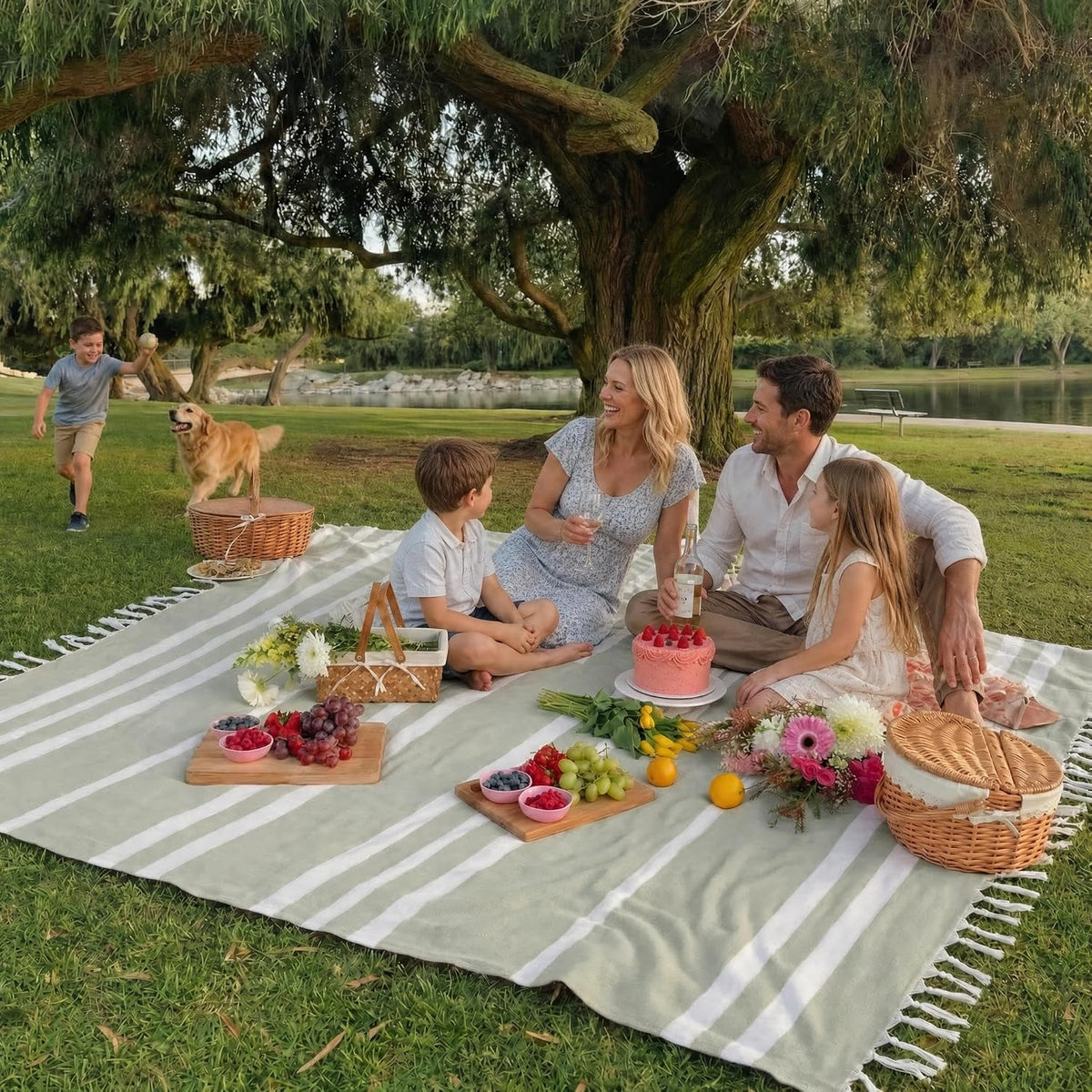 Beautiful Extra Large Beach Blanket with Tassels - Soft Turkish Towel