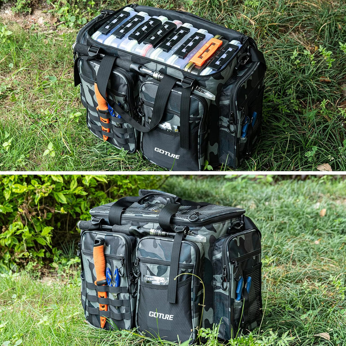 Goture Large Tackle Bag, Water Resistant Saltwater Gear Storage