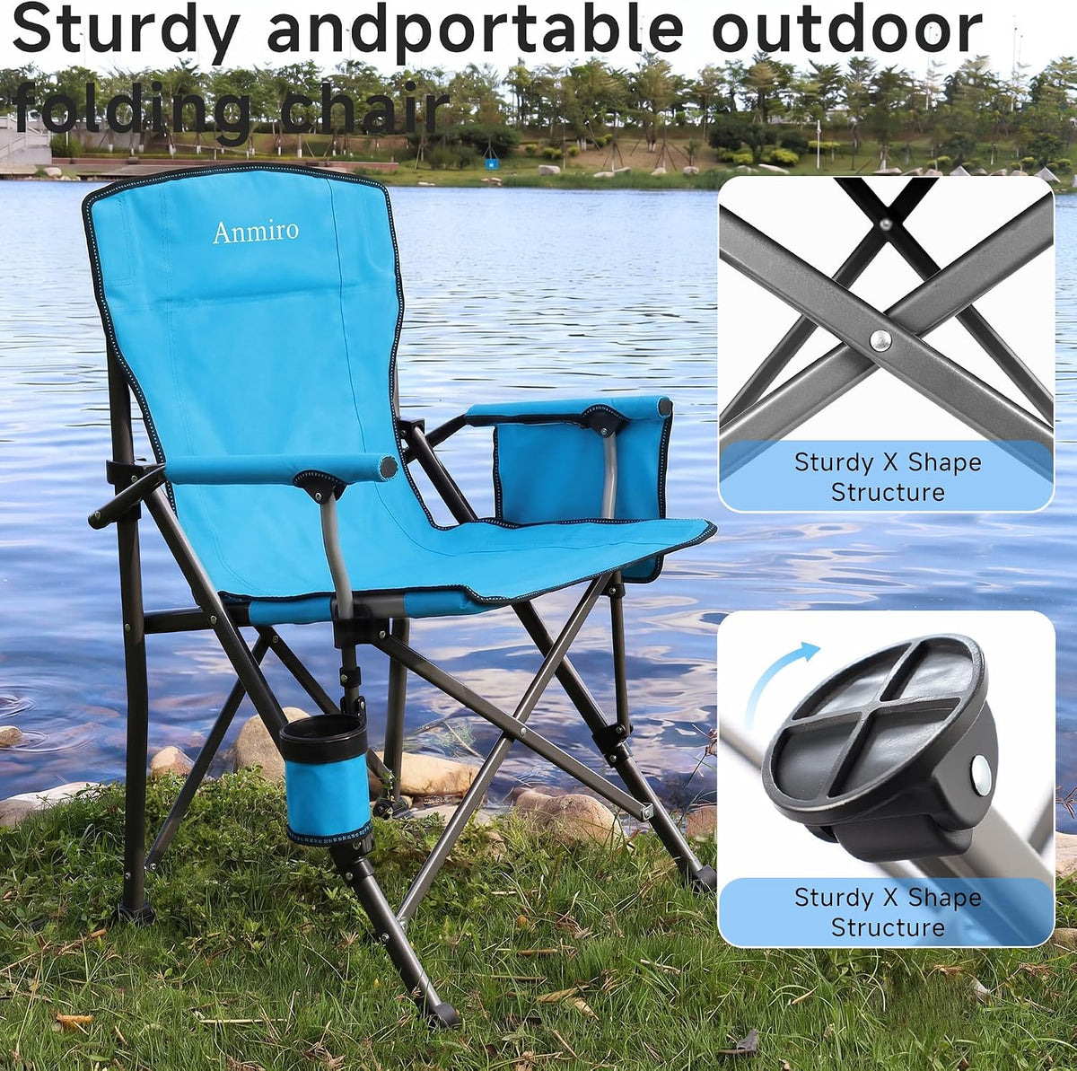 Heavy Duty Folding Camping Chair for Camp, Picnic, Lawn, Fishing