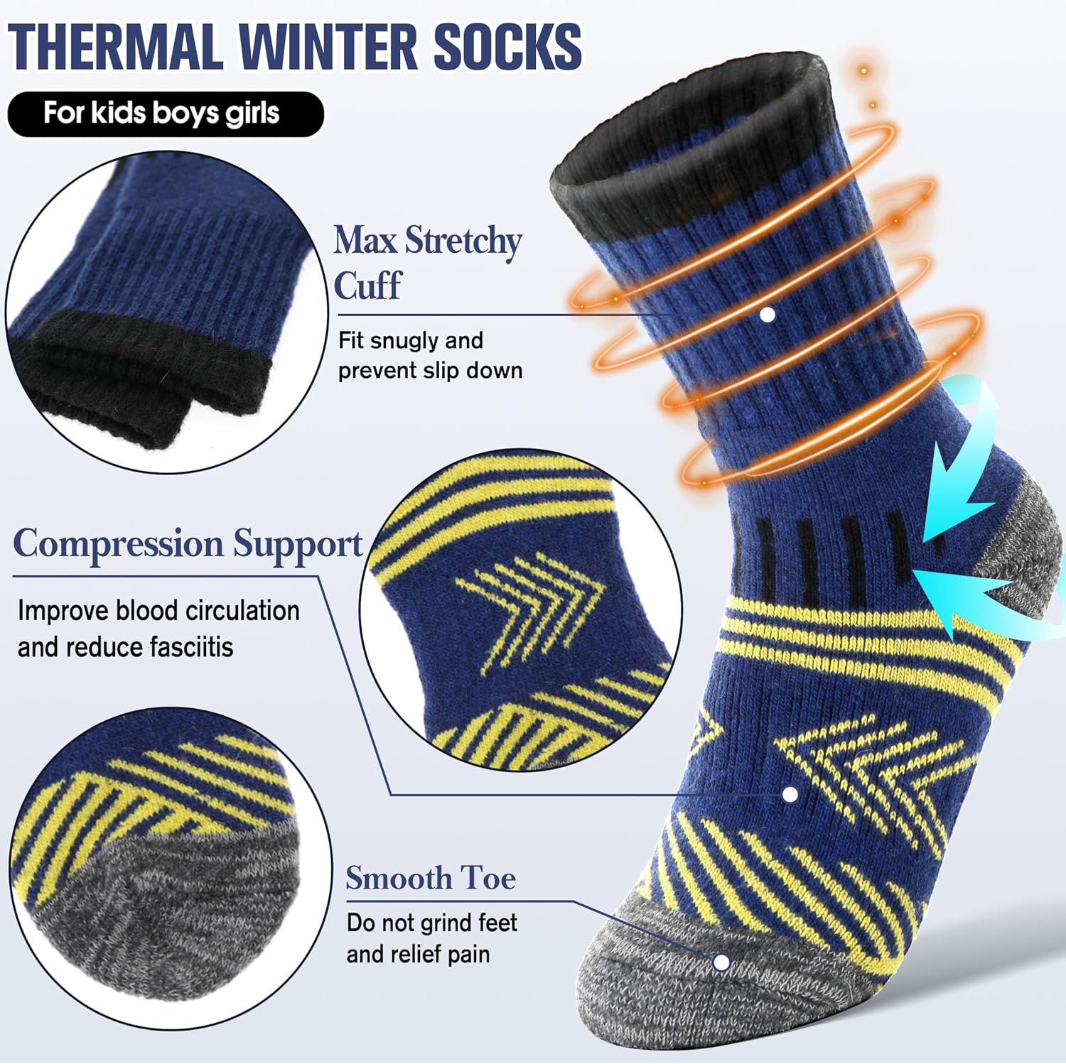 EBMORE Kids Merino Wool Hiking Thermal Winter Socks