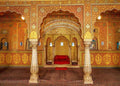 BELECO 7x5ft Fabric Indian Royal Palace Backdrop Interior Private Audience Hall in Anup Mahal and Maharaja Throne with Gold Carvings Photography Background for Travel Portrait Photo Studio Props