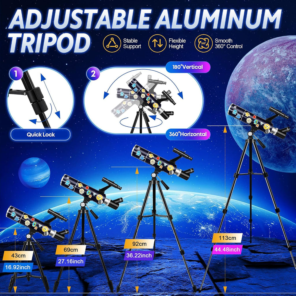 80mm Portable Telescope Kit for Adults & Kids with Pop-Up Tent