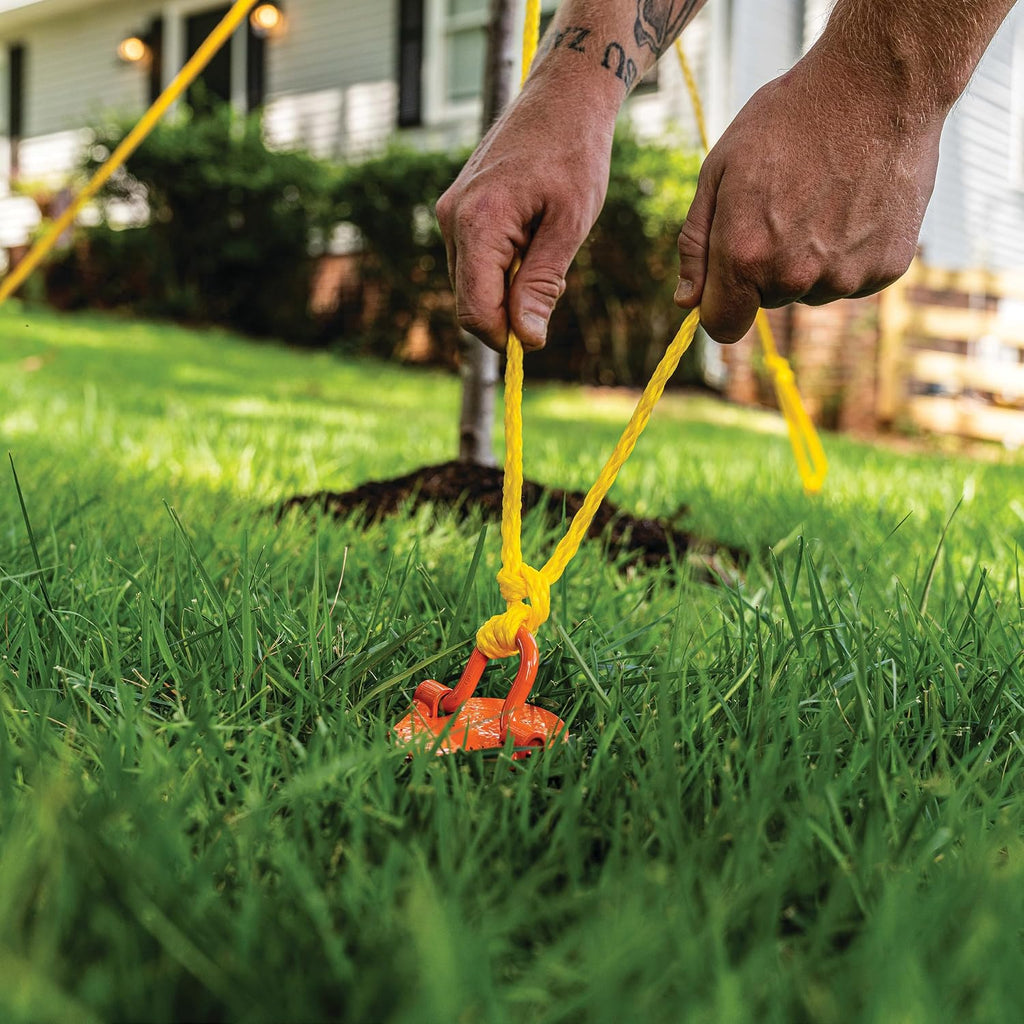 Vortex (4-Pack) 10" Spiral Ground Anchors, Steel Screw In with Folding Ring, 275 lb Pull Force, Orange ANCFR10-ORG-R
