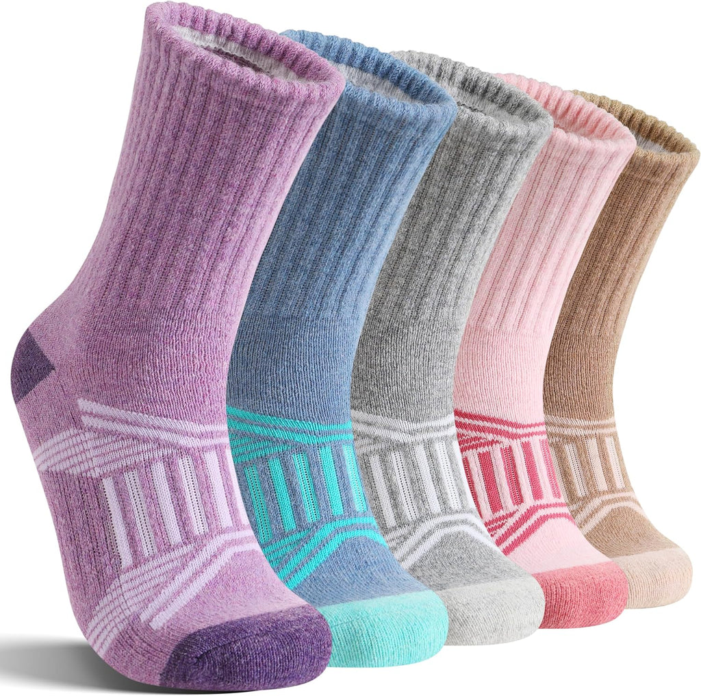 EBMORE 5 Pairs Womens Merino Wool Hiking Socks Thermal Warm Winter Boot Crew Cushion Work Gift Socks