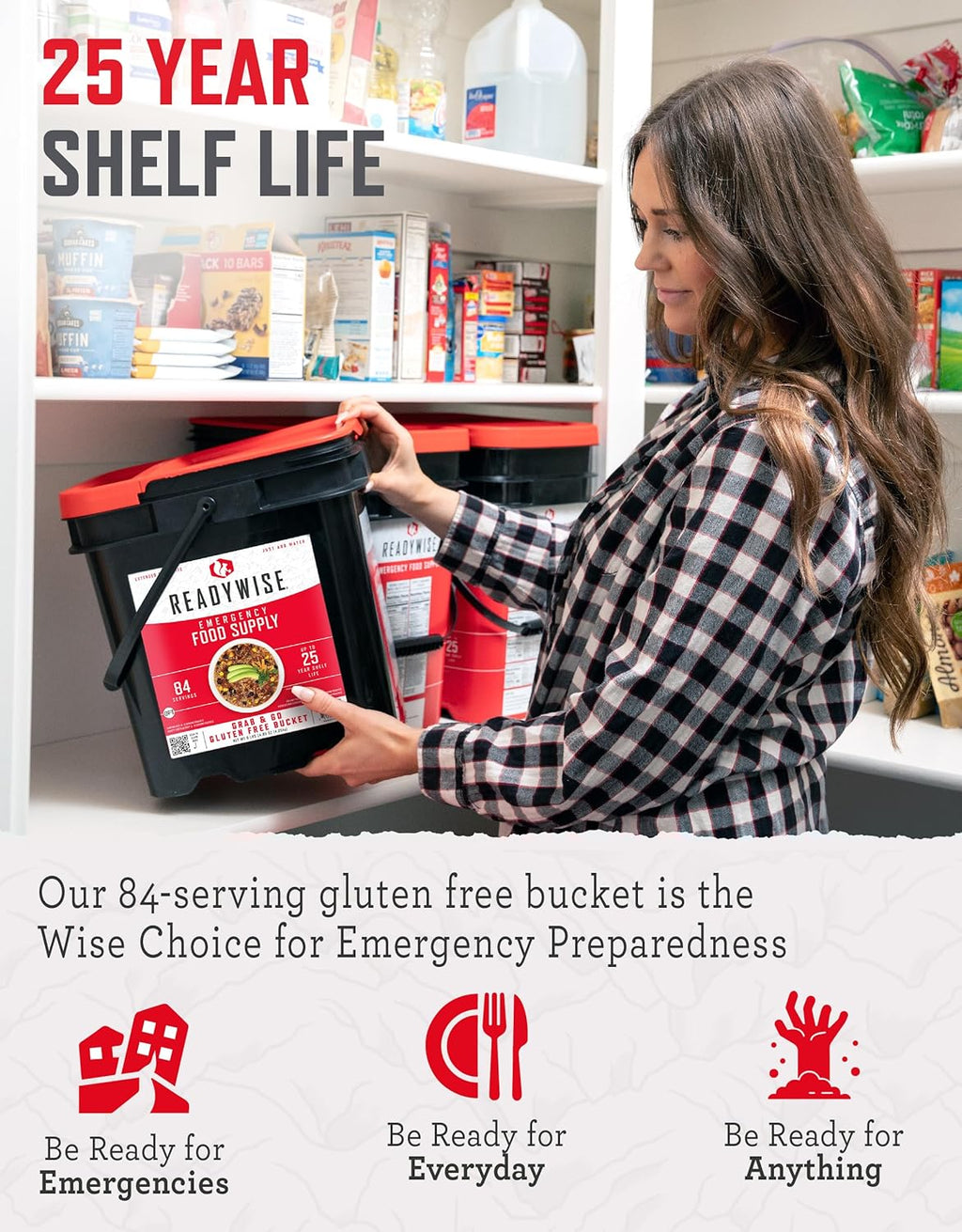 READYWISE Emergency Food Survival Supply 84 Servings, Gluten Free Bucket