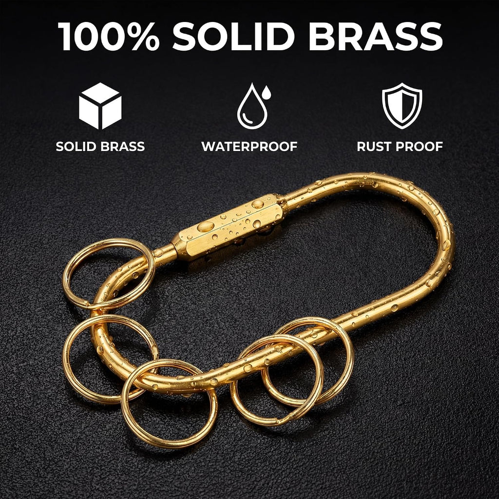 Tiezzi 12 Pack Gold Locking Carabiner Clips, Brass Key Rings for Bag Charms