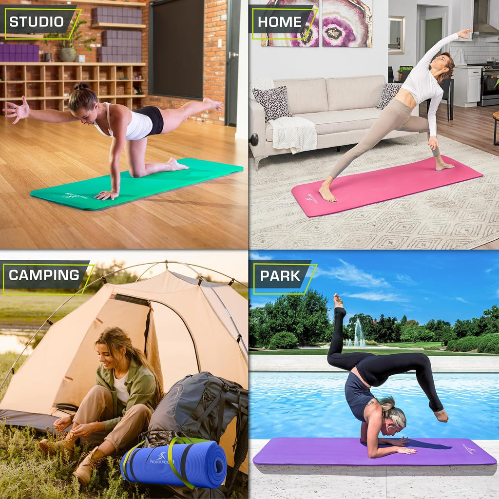 ProsourceFit Extra Thick Yoga and Pilates Mat, 71-inch Long High Density Exercise Mat with Comfort Foam and Carrying Strap