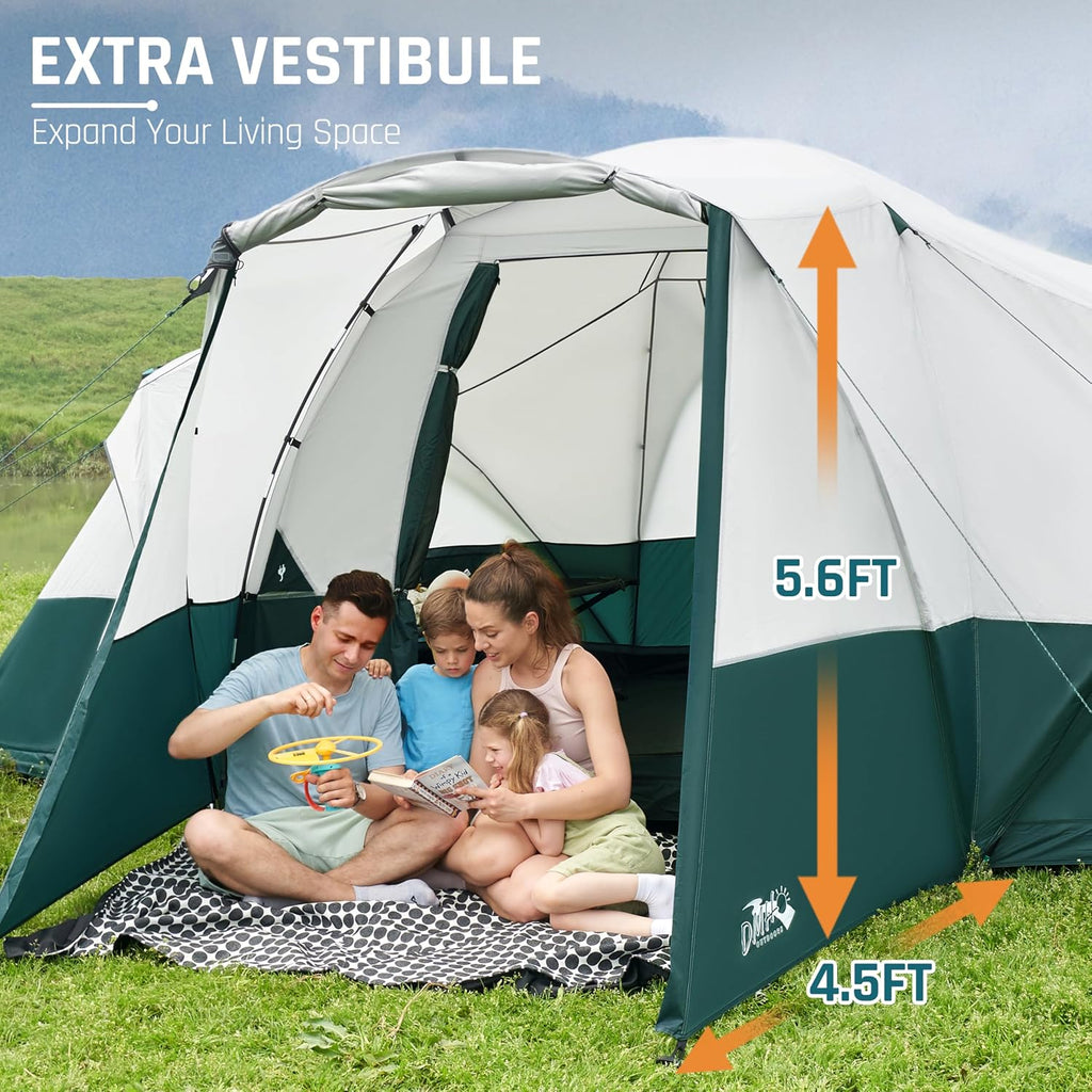 DMH OUTDOORS 8/11 Person Large Family Camping Tent Tunnel Tent with Porch