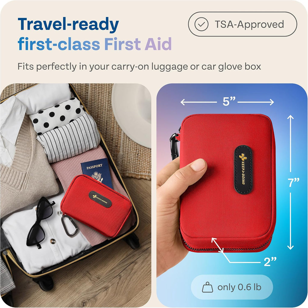 KeepGoing Travel First Aid Kit - TSA-Approved Travel Size