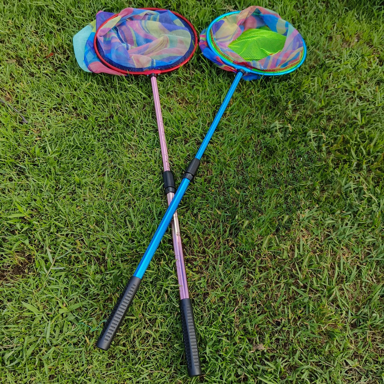 Fishing Net 2 Pack Retractable Lightweight Landing Net with Aluminum Rod Handle Fishing Nets for Youth Catch and Release Butterfly Nets