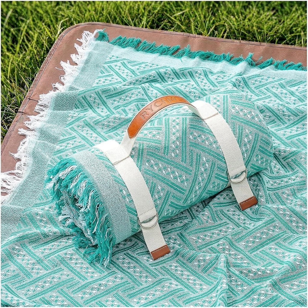 RYCHIC 2 in 1 Extra Large Boho Beach Blanket Towel Picnic Rug Camp Mat Family Beach Trip Essentials Summer Vacation Must Have Travel Accessories Lake Day Necessities Stuff Need Gear Gift Gadget 2026
