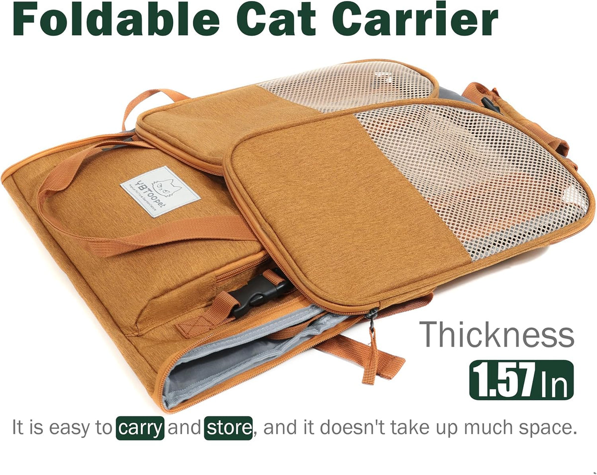 Cat Backpack Expandable, Cat Carrier for Travel & Hiking, Waterproof with Breathable Mesh, Durable Oxford Cloth, Airline Approved Pet Carrier,Use for Cats and Small Dogs (Brown)