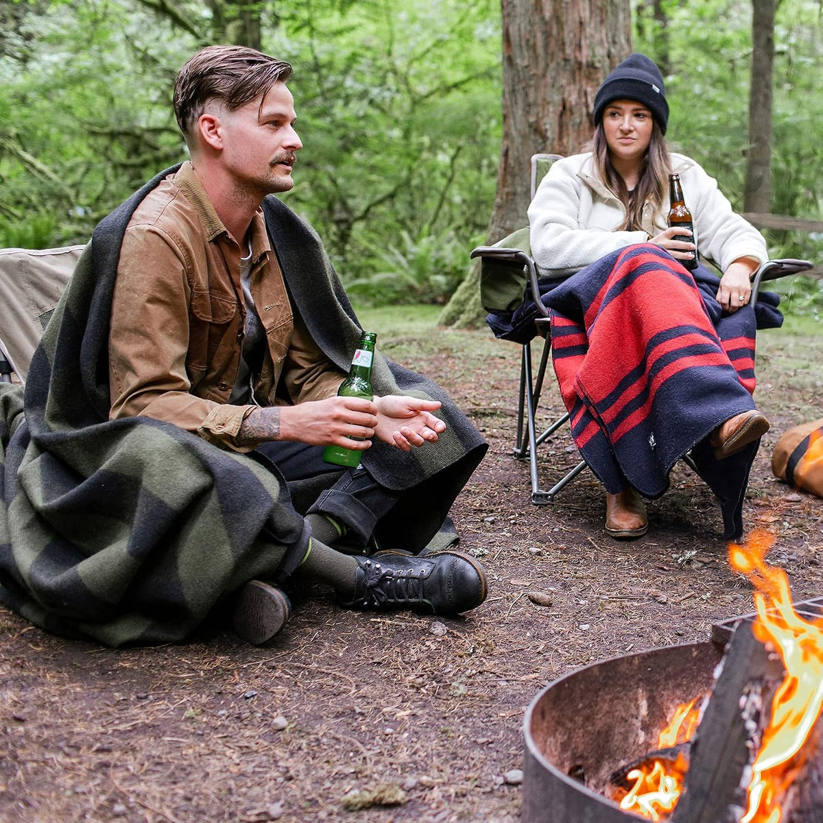 Arcturus Backwoods Wool Blanket - 4.5lbs, Warm, Heavy, Washable, Large | Great for Camping, Outdoors, Survival & Emergency Kits (Olive Green Buffalo)