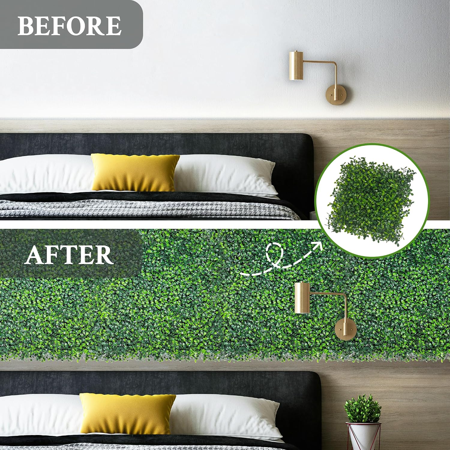 10"x 10"(8 P), UV-Anti Artificial Grass Wall Panel, 4-Layer Leaf