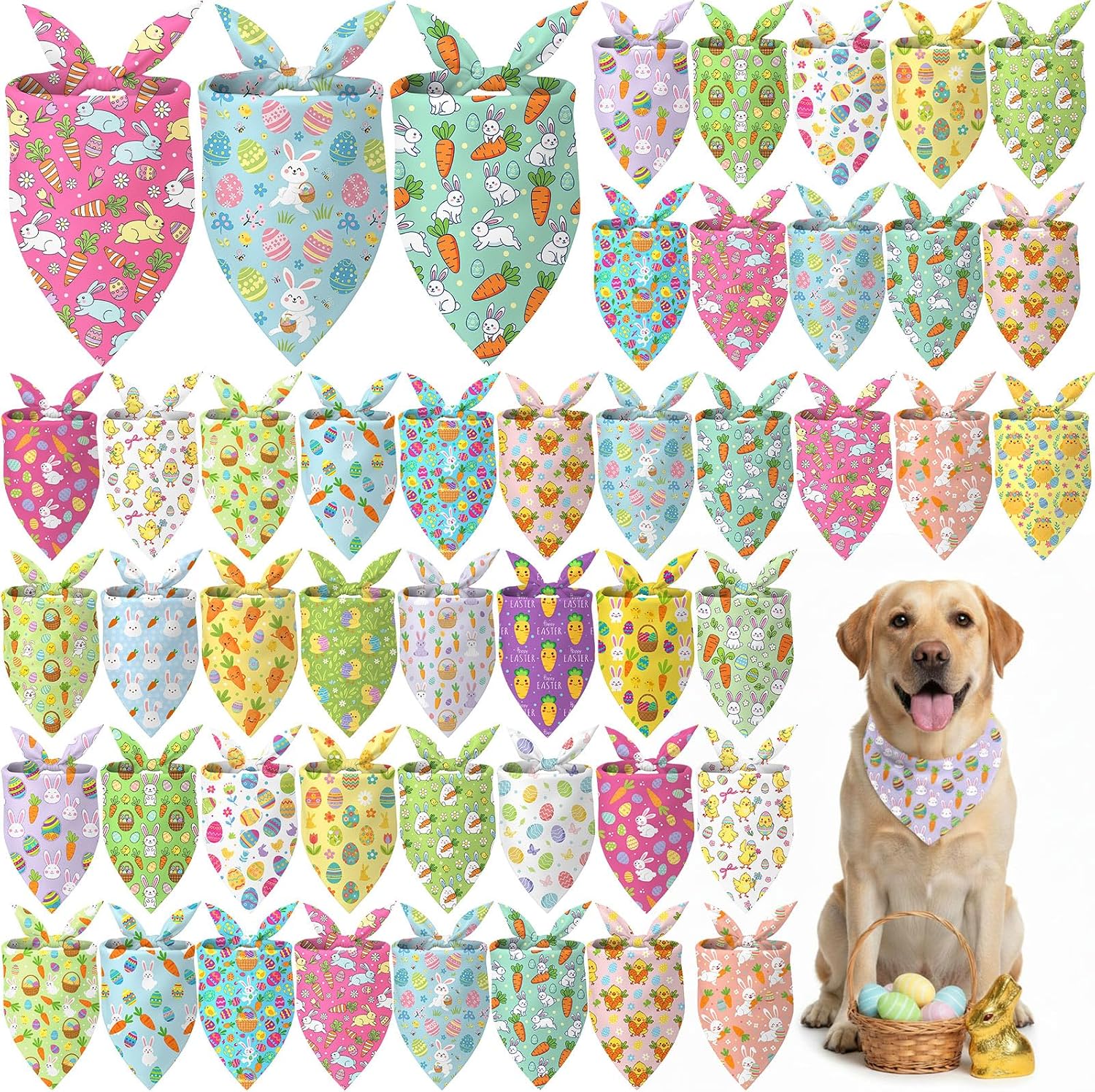 Abbylike 100 Pieces Summer Themed Dog Bandanas Bulk Hawaiian Dog Bandanas for Pets Triangle Kerchief Scarf Bibs Set for Summer Pets Dogs Party Costume Accessories, 25 Styles (31.5 x 21.7 x 21.7)