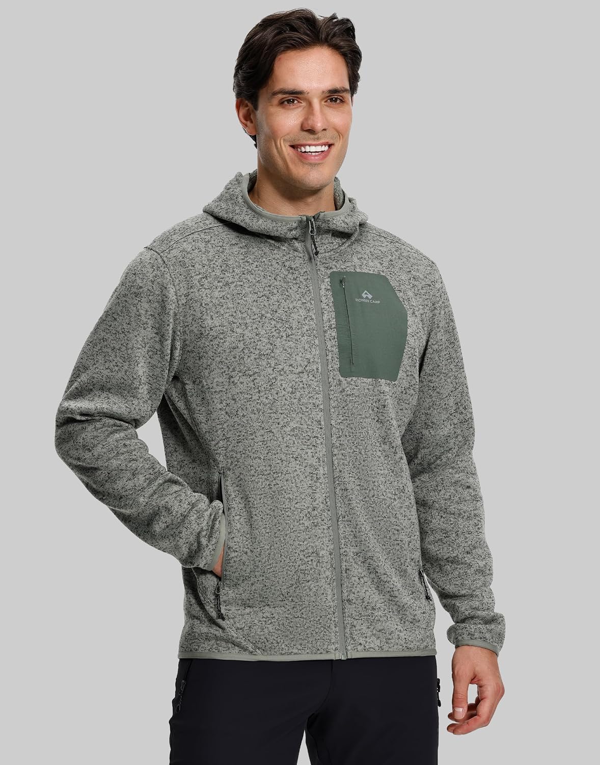 Pioneer Camp Men's Hooded Sweater Fleece Jacket Full Zip Hiking Mid Layer