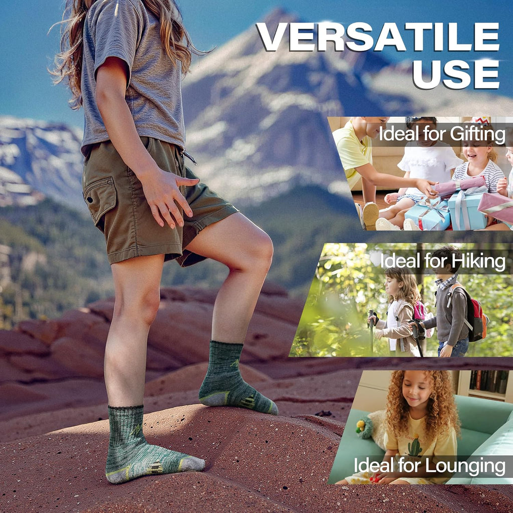 ANTSANG Kids Toddlers Boys Girls Merino Wool Hiking Athletic Crew Socks