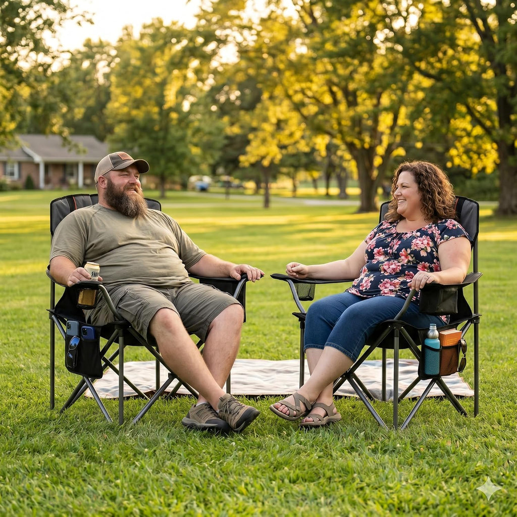 FAIR WIND 2-Pack Padded Oversized Camping Chair Heavy Duty for Adults